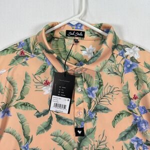 Bad Birdie Golf Polo Shirt Mens 2XL Peach Floral Fiesta Hawaiian Performance NWT